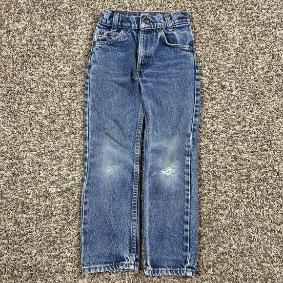 Vintage Little Levi’s 219 Orange Tab Denim Jeans Toddler Slim Sz 7 Made In USA - Picture 2 of 11